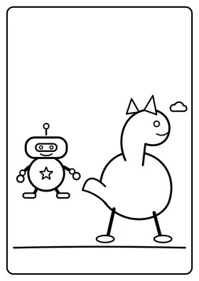 Robot i przyjazny smok