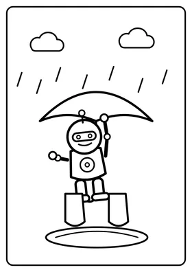 Robot w deszczu