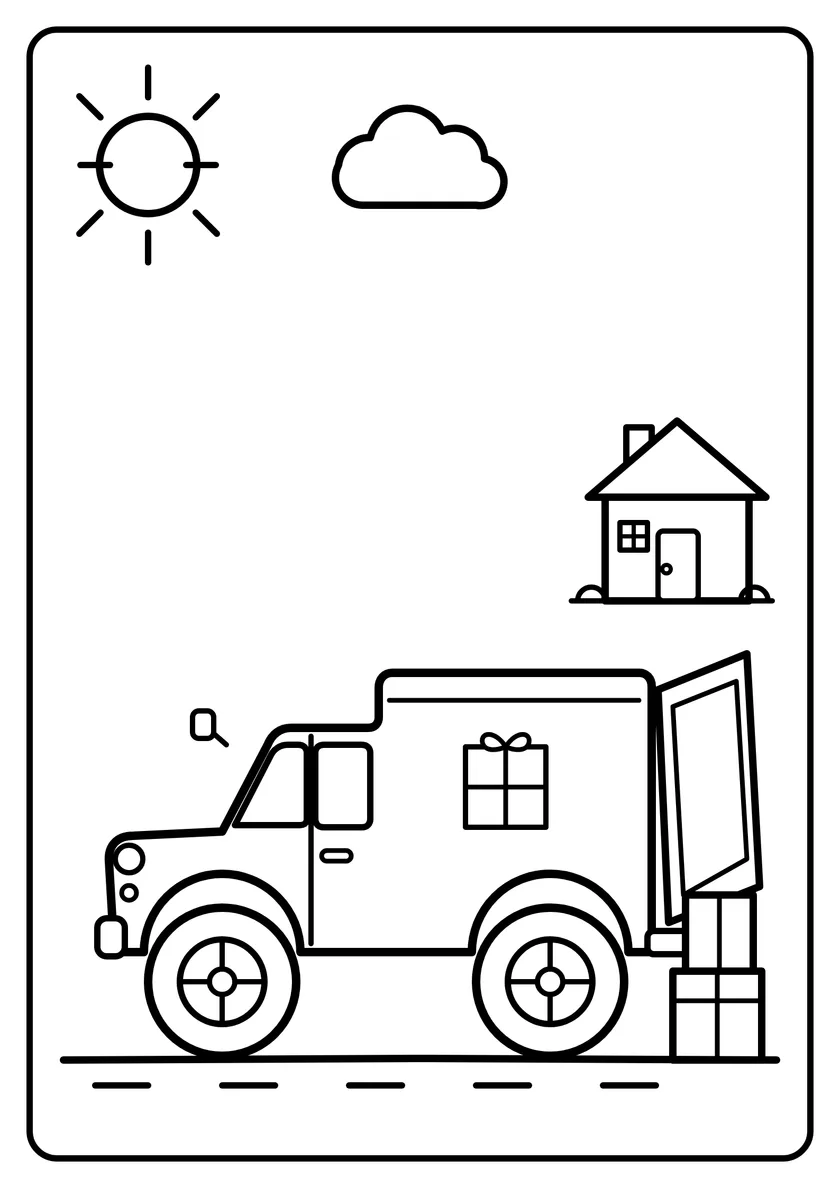 Podgląd kolorowanki: Auto dostawcze