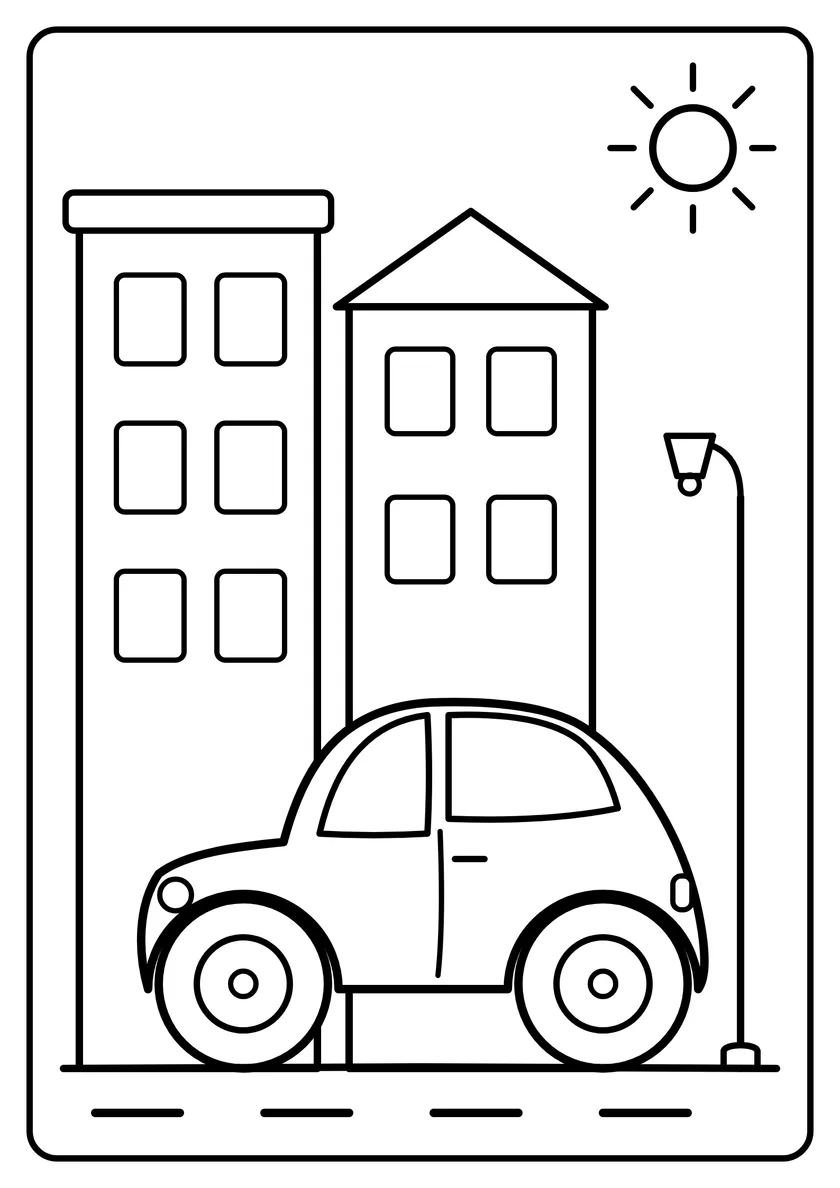 Podgląd kolorowanki: Małe auto miejskie