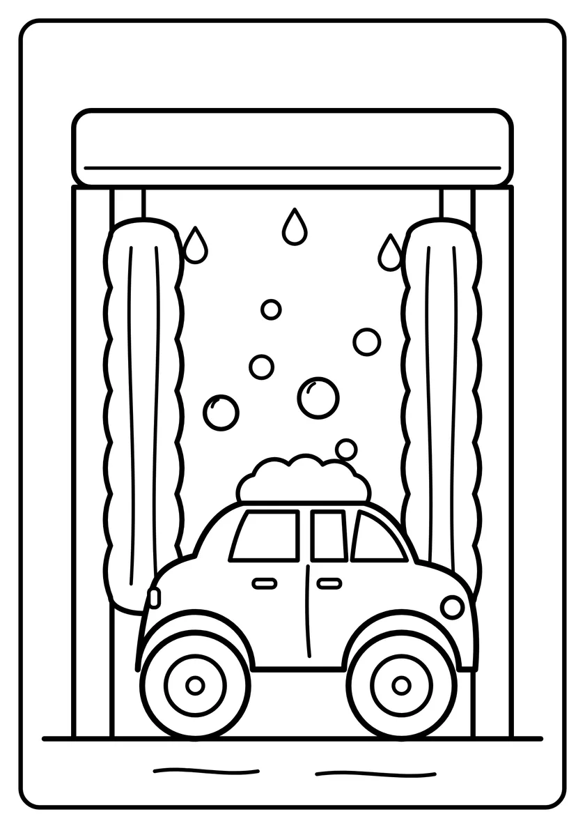 Podgląd kolorowanki: Auto w myjni