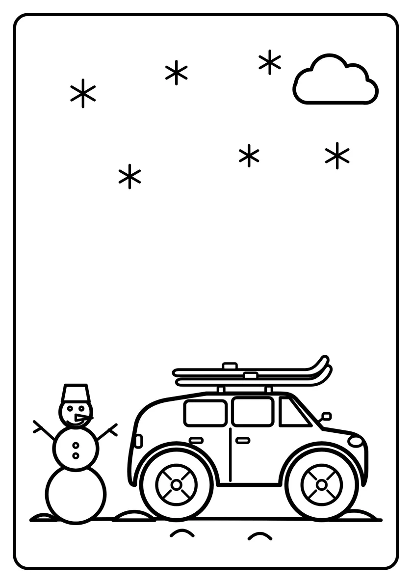 Podgląd kolorowanki: Auto na zimowej wyprawie