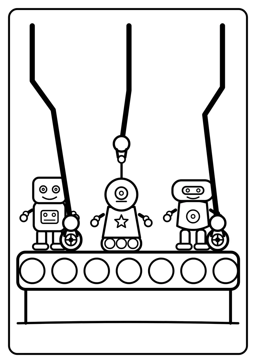 Podgląd kolorowanki: Fabryka robotów