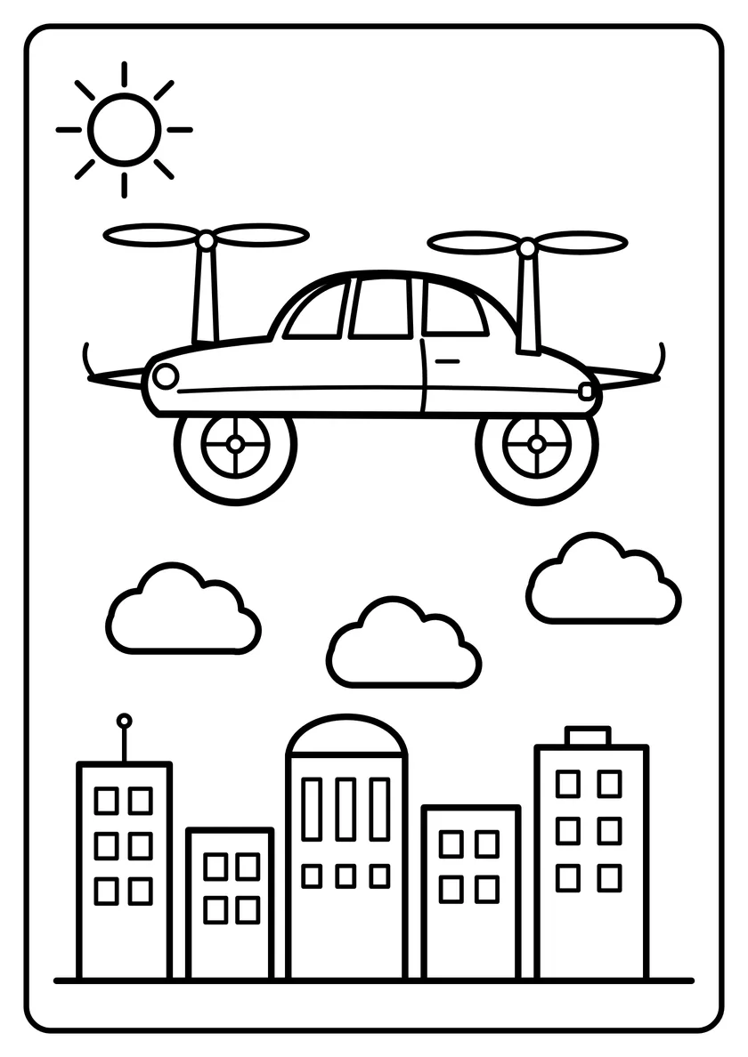 Podgląd kolorowanki: Latające auto