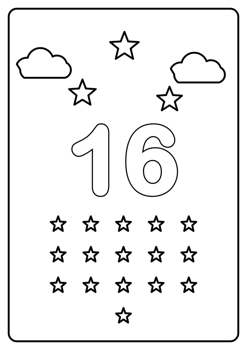 Перегляд розмальовки: Число 16