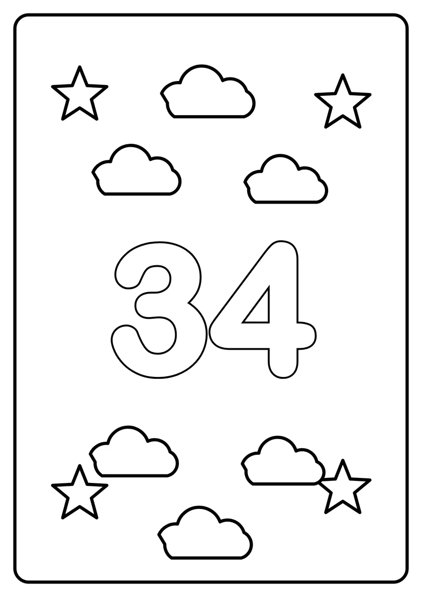 Перегляд розмальовки: Число 34