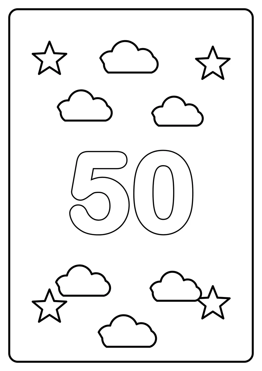 Перегляд розмальовки: Число 50