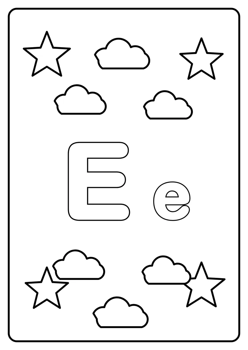 Podgląd kolorowanki: Litera E