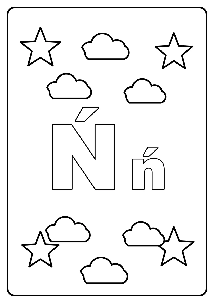 Podgląd kolorowanki: Litera Ń