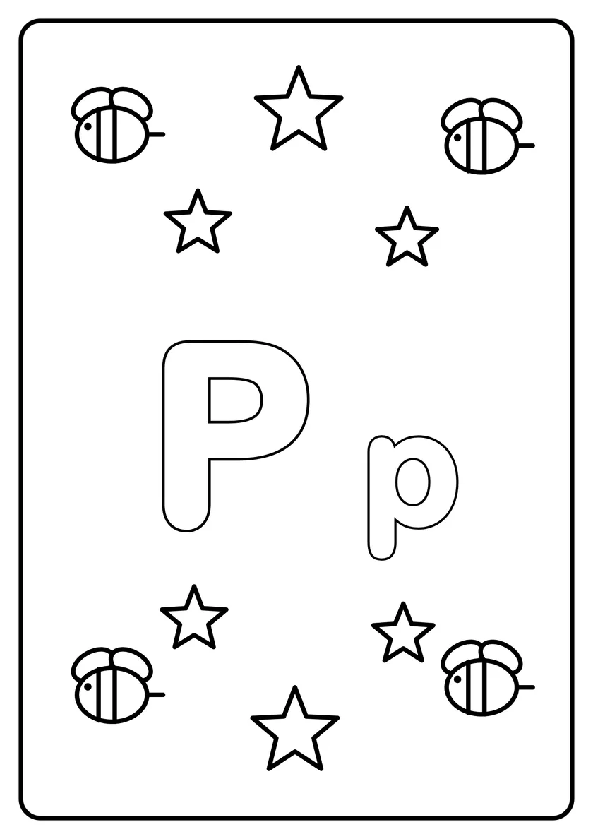 Podgląd kolorowanki: Litera P