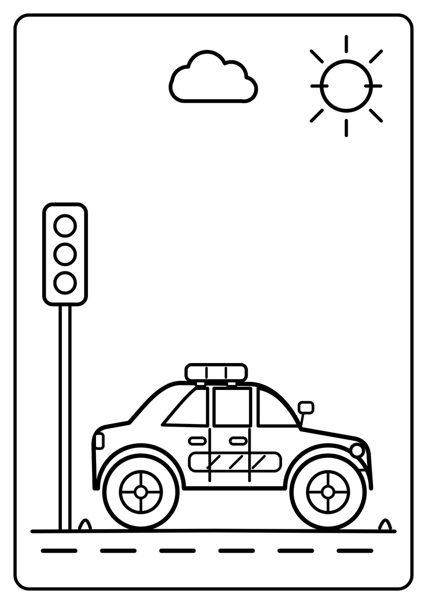 Podgląd kolorowanki: Radiowóz policyjny