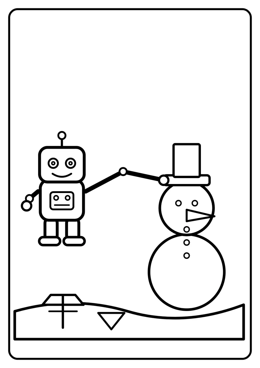 Podgląd kolorowanki: Robot lepi bałwana