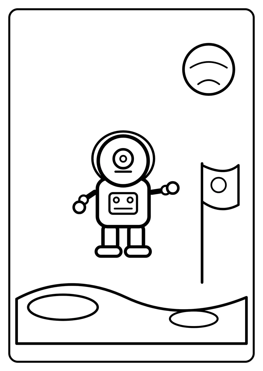 Podgląd kolorowanki: Robot na Księżycu