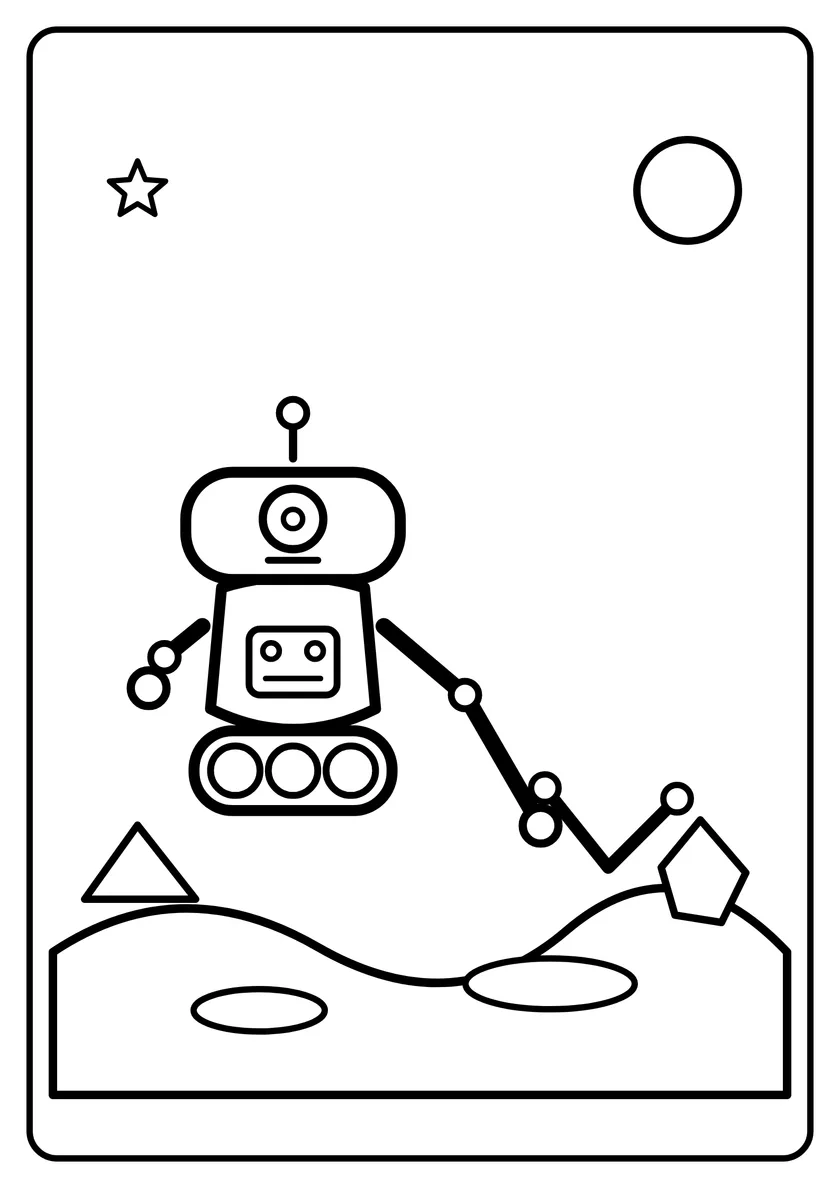 Podgląd kolorowanki: Robot bada Marsa