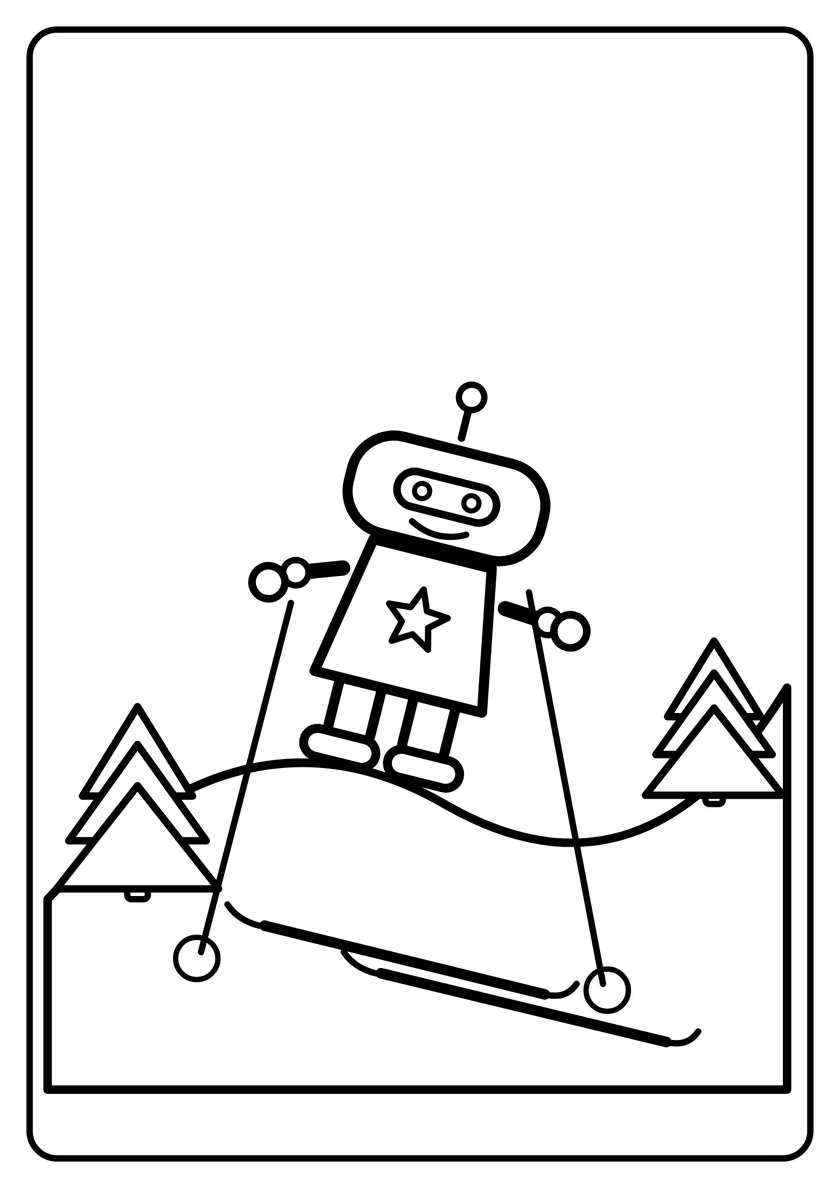 Podgląd kolorowanki: Robot na nartach