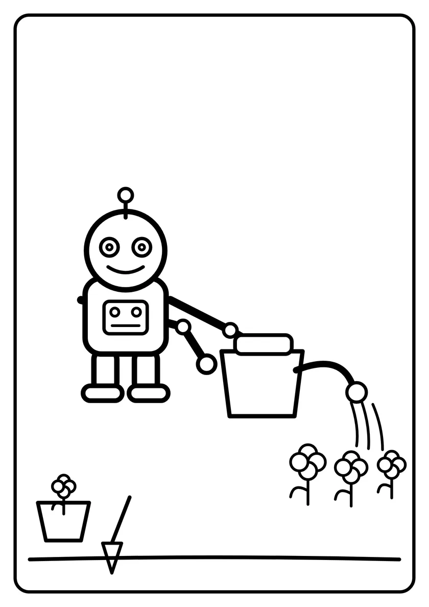 Podgląd kolorowanki: Robot ogrodnik