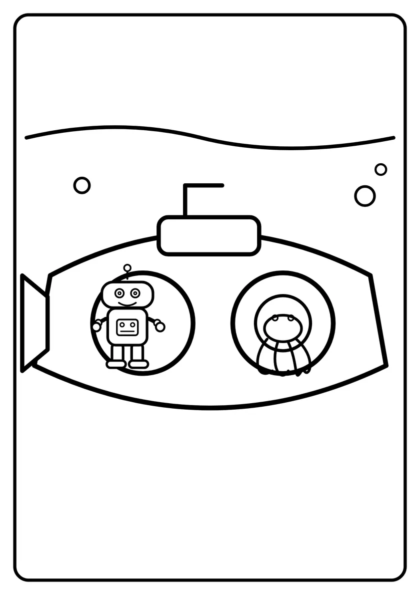 Podgląd kolorowanki: Robot w łodzi podwodnej