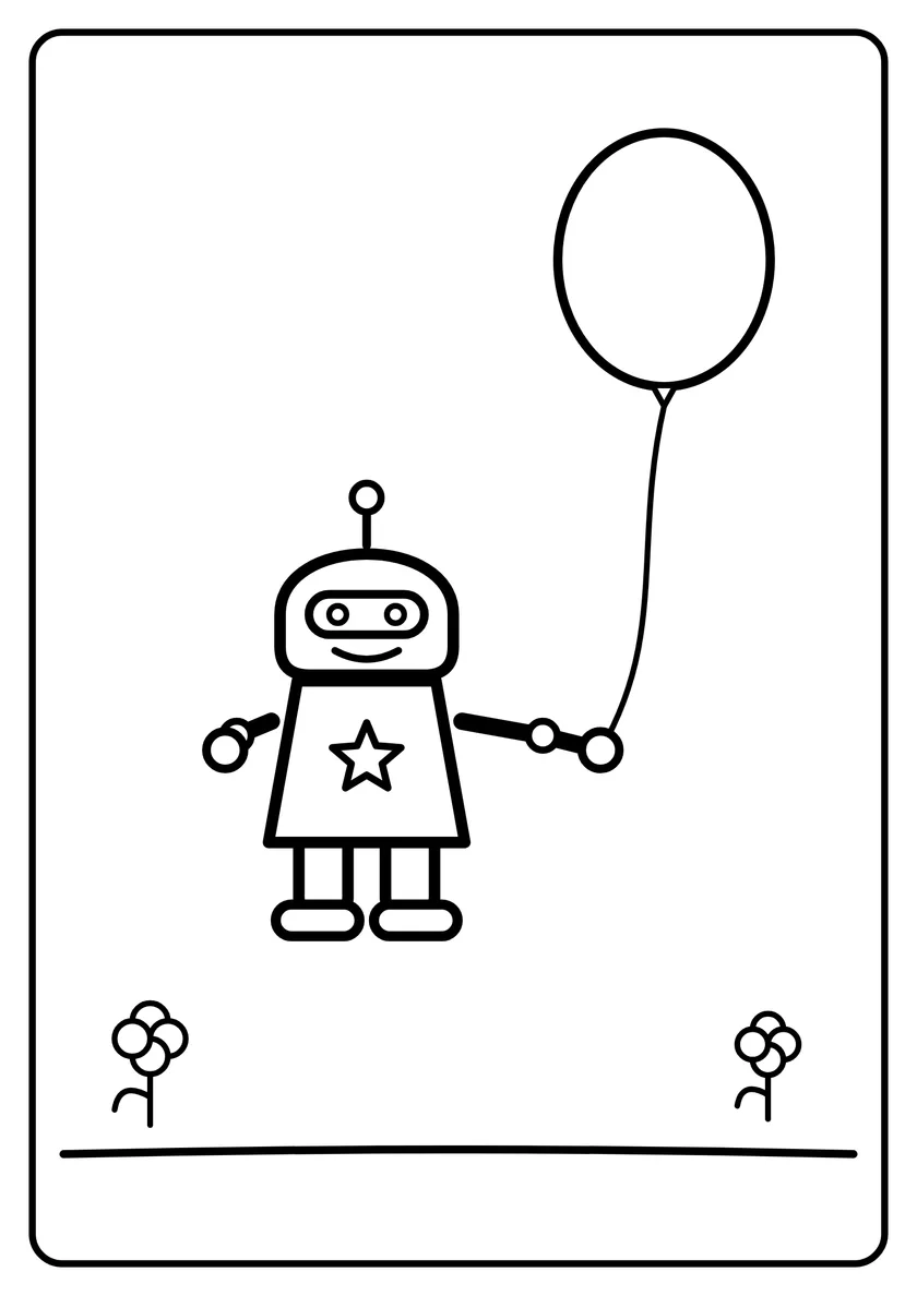 Podgląd kolorowanki: Robot z balonem