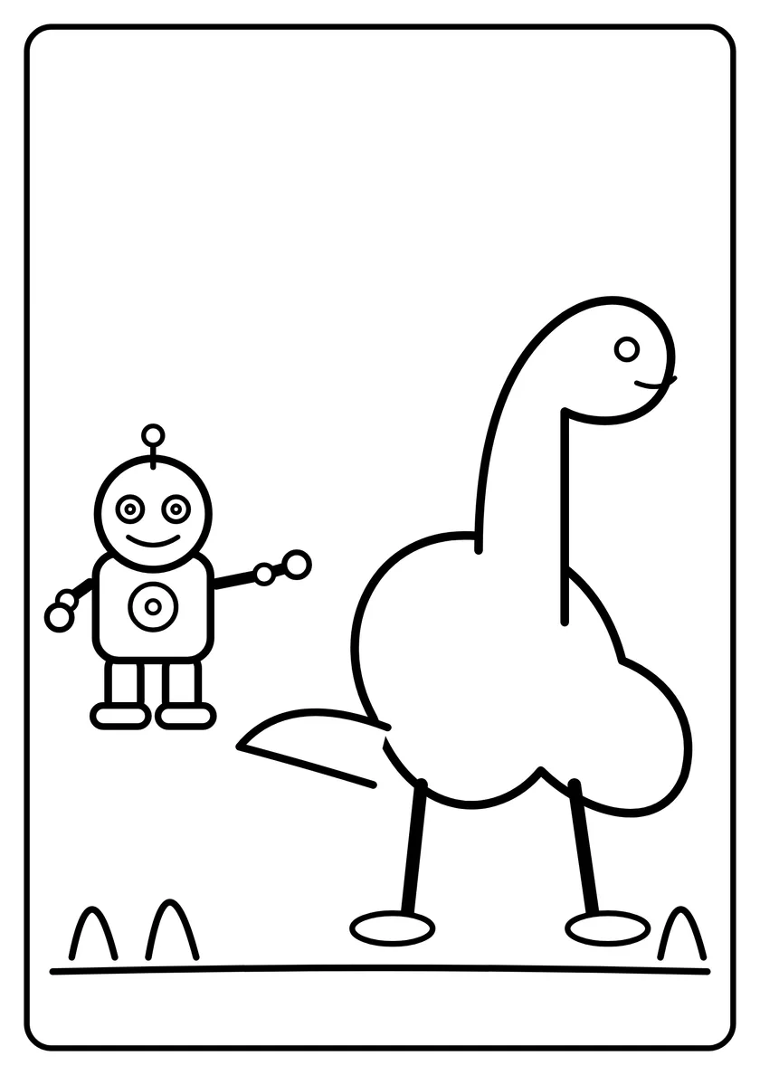Podgląd kolorowanki: Robot z dinozaurem