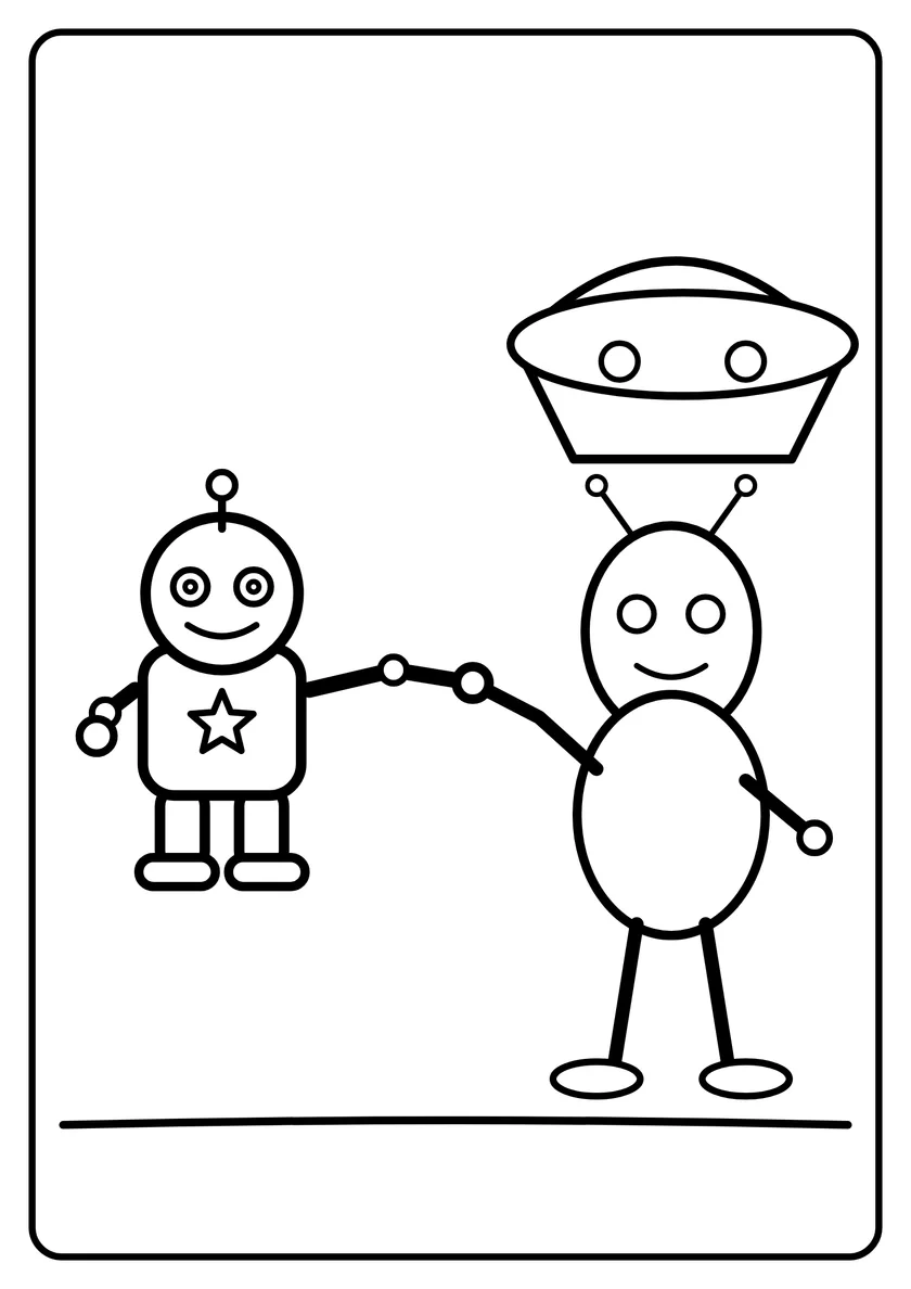 Podgląd kolorowanki: Robot z kosmitą