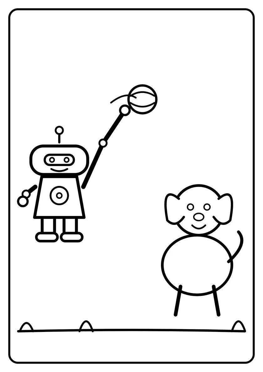 Podgląd kolorowanki: Robot z psem
