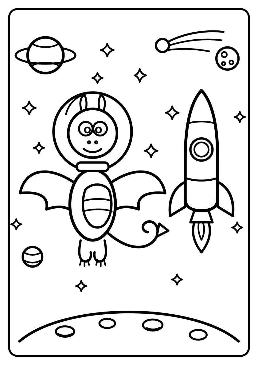 Podgląd kolorowanki: Smok astronauta